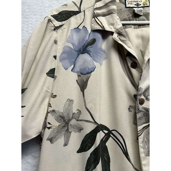 Caribbean Joe 100% Silk Men Button Up SS Shirt Size M EUC Beach Festival - Picture 5 of 6